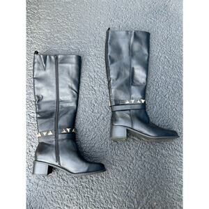 Women’s size 9 JustFab Remy Studded Riding Boot In Black and Gold